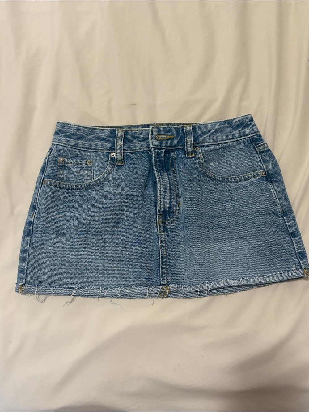 PacSun Light Blue Denim Mini Skirt with Raw Hem